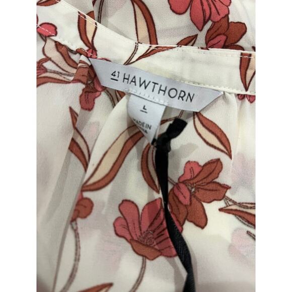 41 Hawthorn Cream and Pink Sleeveless Floral V-Neck "Hannah" Blouse - Large - Picture 6 of 8